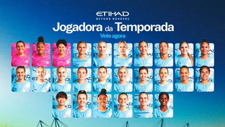 Graphic for voting on Manchester City player of the season sponsored by Etihad. Features 28 silhouetted players.