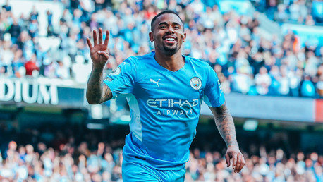 QUADRUPLE: Jesus celebrates scoring his fourth of the game - what a display!