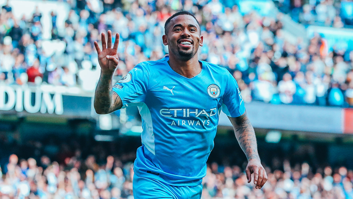 QUADRUPLE: Jesus celebrates scoring his fourth of the game - what a display!