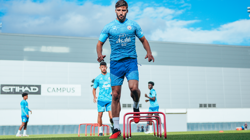 AGILITY : Ruben Dias makes his way over the hurdles
