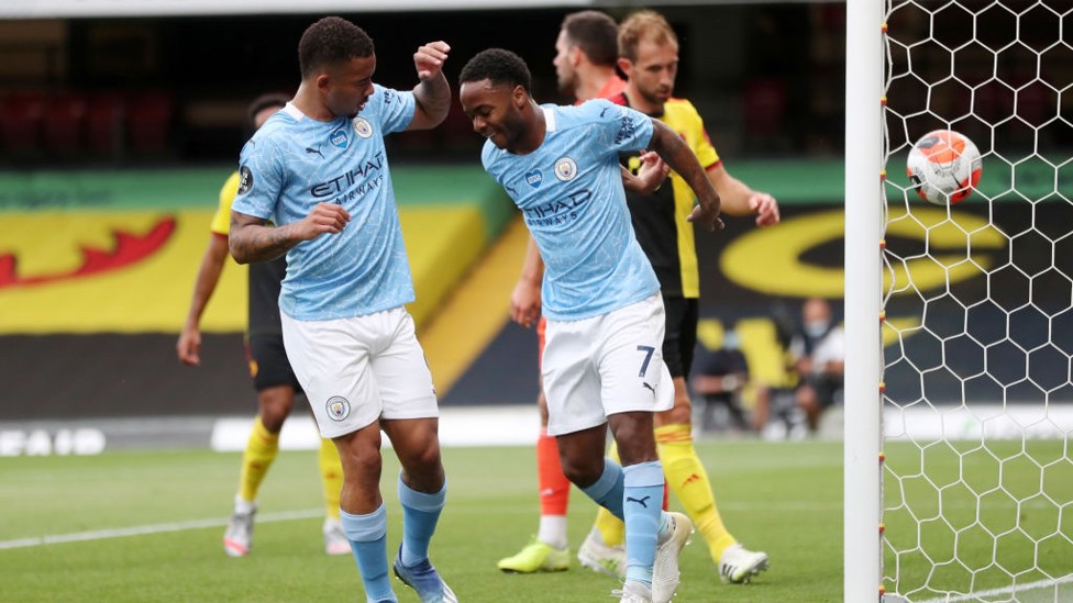 TERJAWAB : Jesus merayakan bersama Sterling yang tetap berhasil mencetak gol