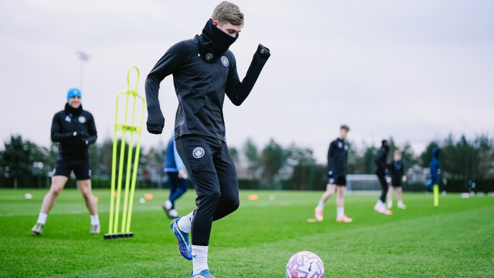 WRAPPED UP : Seb Naylor braving the cold Manchester weather.