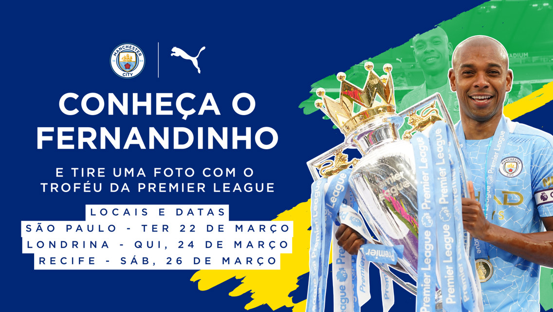 Fernandinho rumo ao Brasil com o troféu da Premier League!