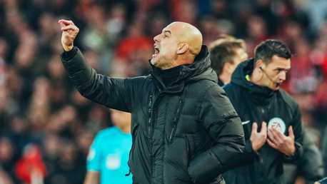 THE BOSS: With some words on the touchline.