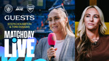 Promotional image for Matchday Live with guests Steph Houghton and Toni Duggan for a Barclays WSL match between Manchester City and Arsenal.