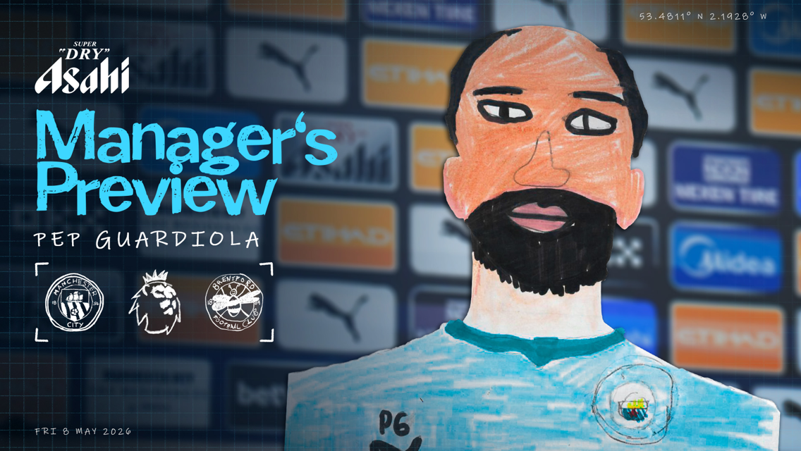 Manager's Preview for Pep Guardiola featuring Manchester City vs Brentford on May 8, 2026.