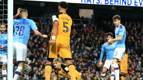 THREE CHEERS: Taylor Harwood-Bellis deflects home John Stones' shot for City's third goal