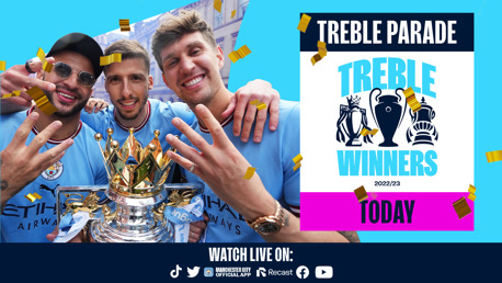 How can I watch City’s Treble winners parade online? 