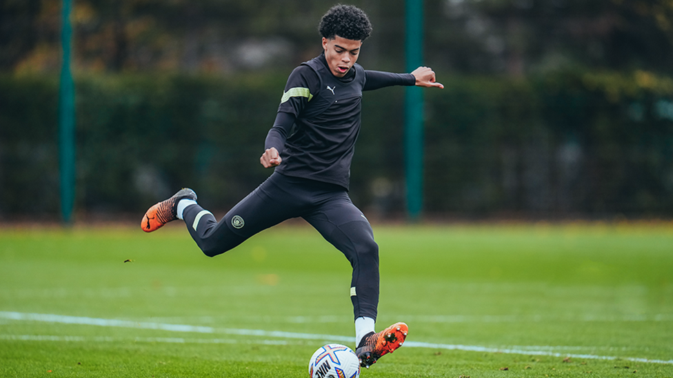 STRIKE : Jahmal Simpson-Pussey puts his foot through the ball
