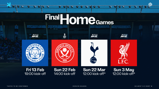 Graphic showing final home games for a football team in the 2025/26 season against Leicester City, Sheffield United, Tottenham Hotspur, and Liverpool with dates and kick-off times.