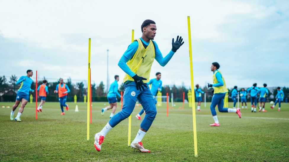 DODGE AND WEAVE : Christian McFarlane putting in the hard yards.