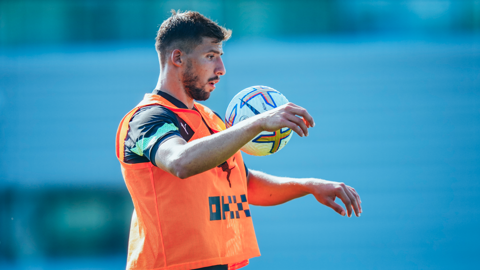 ON THE BALL : Ruben Dias gets down to work