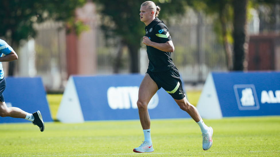 HARD YARDS : Erling Haaland gets to work