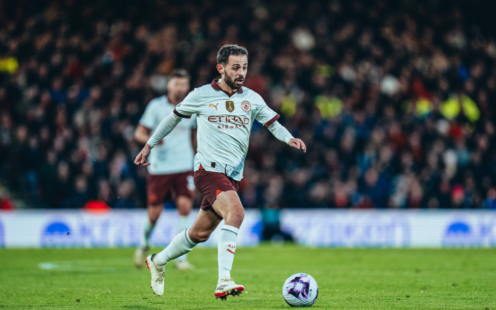 SILKY SILVA : Bernardo Silva shows off his quick feet as City start the game strong. 