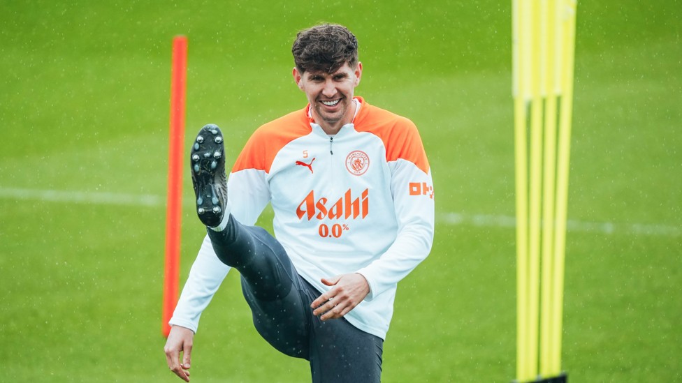 STRETCH OUT : John Stones readies himself