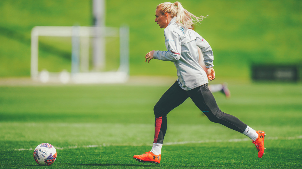 ACTION STATIONS: Alex Greenwood puts in the hard yards
