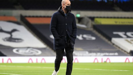 Pep Guardiola arrives at the Tottenham Hotspur Stadium