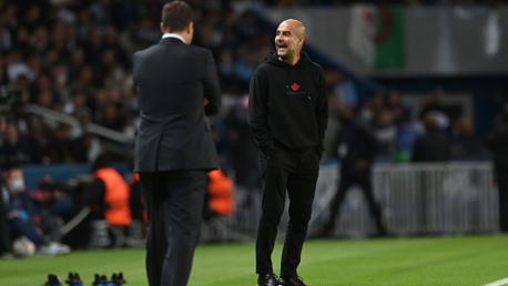 BOSS: Guardiola reacts on the sideline.