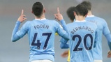 ONE OF OUR OWN: Foden celebrates his goal.
