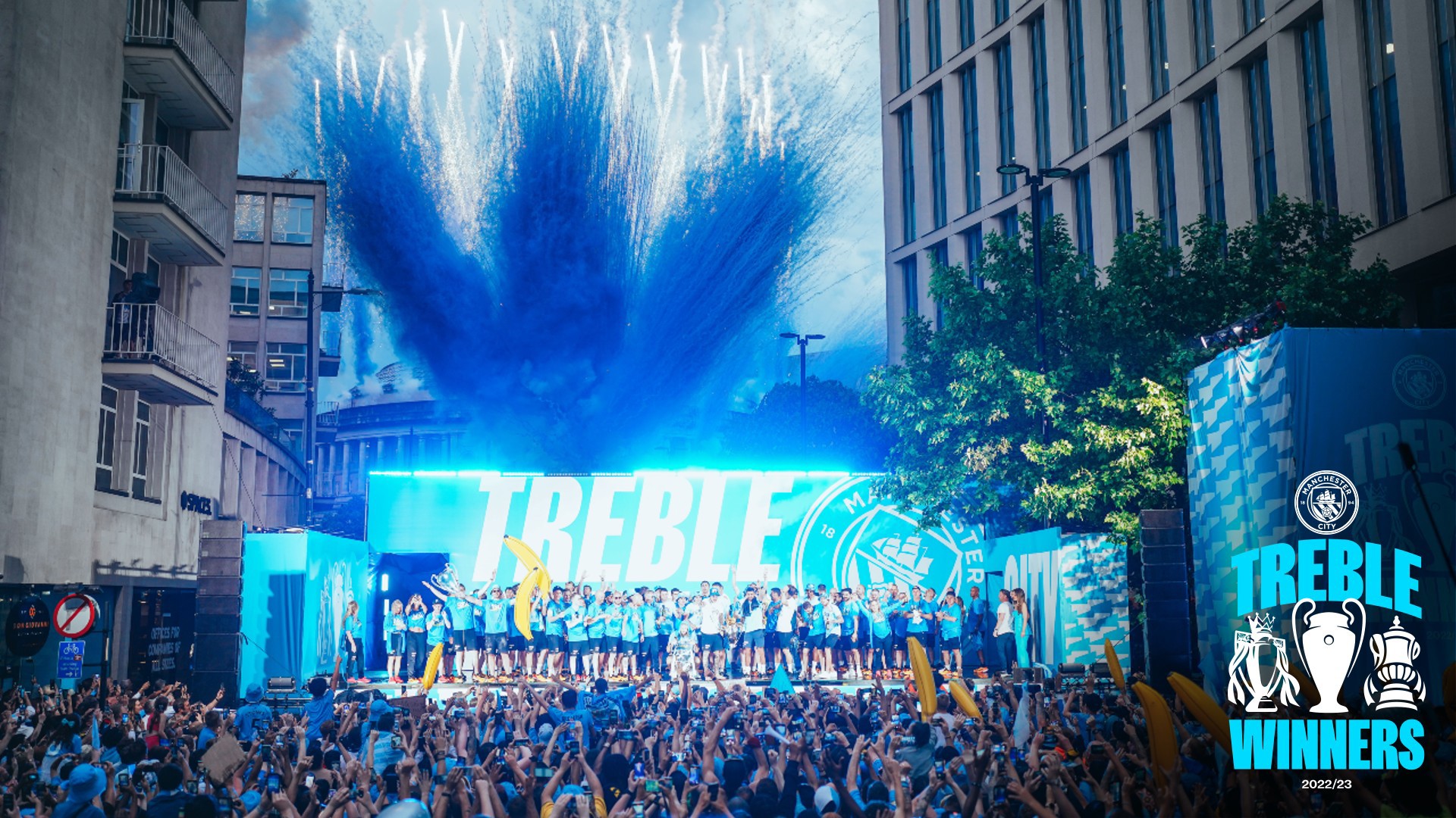 Watch The best of City's Treble winners' celebration parade