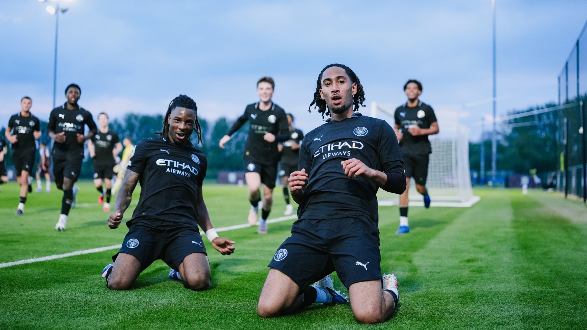 WINNER : Kaiden Braithwaite celebrates giving City the lead