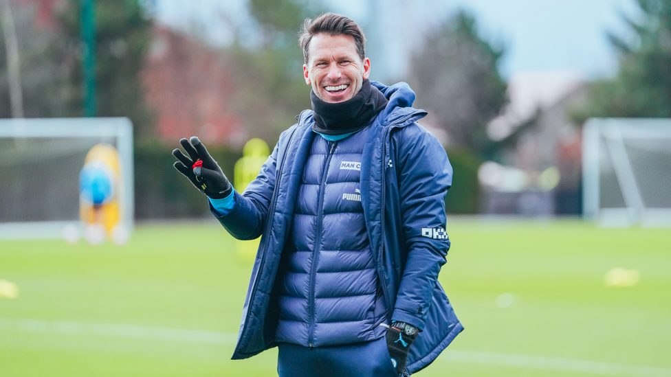 ALL SMILES : Gareth Taylor spots the camera