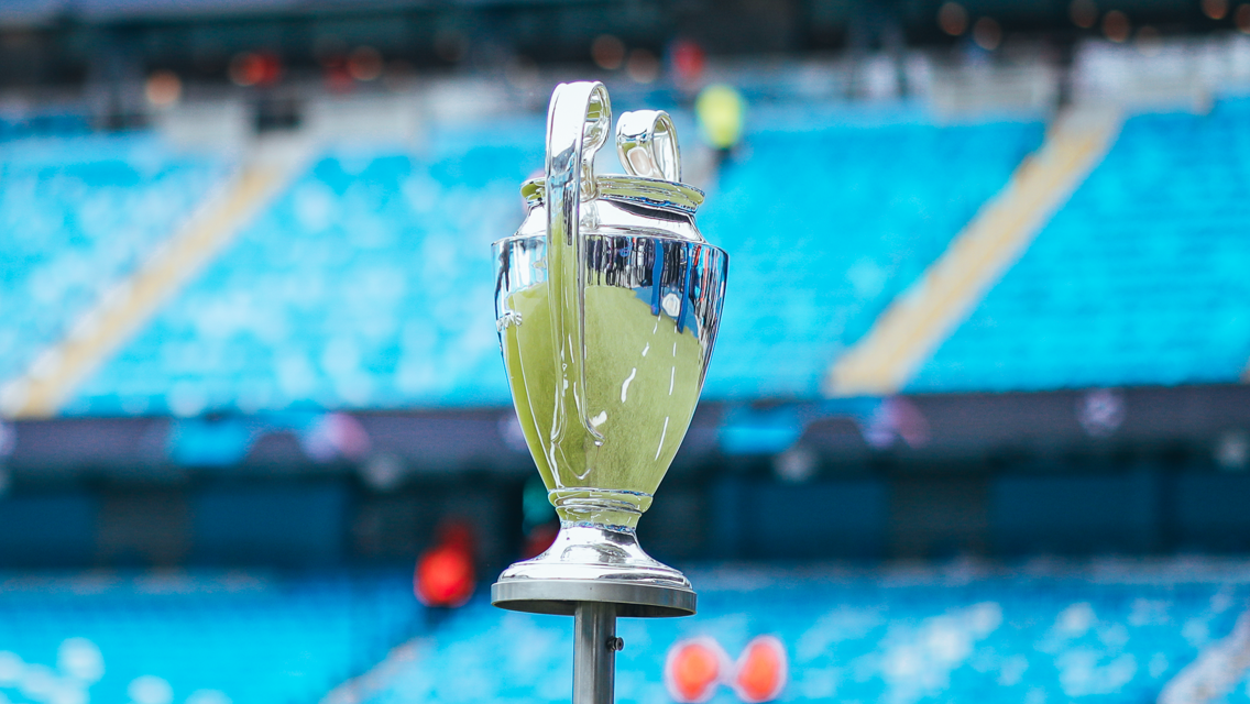 EYES ON THE PRIZE: The trophy makes an appearance at the Etihad.