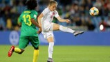 TEKKERS: Janine Beckie lets fly in Canada's opening game against Cameroon.
