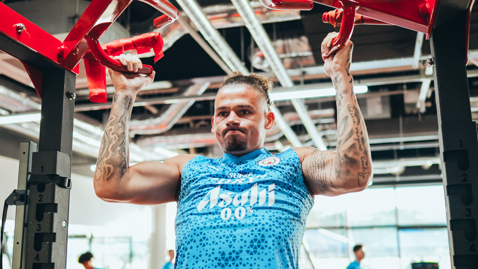WORTH THE WEIGHT : Kalvin Phillips in the gym