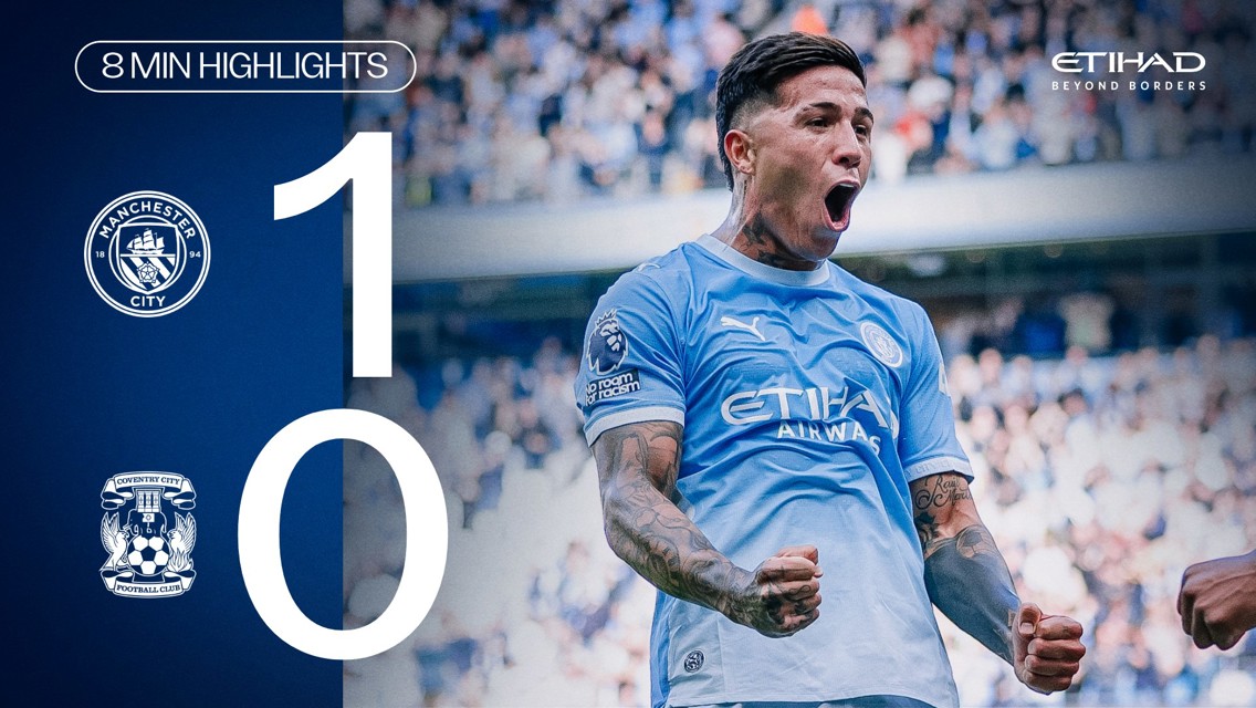 Image showing Manchester City 1-0 Coventry City in 8-minute highlights.