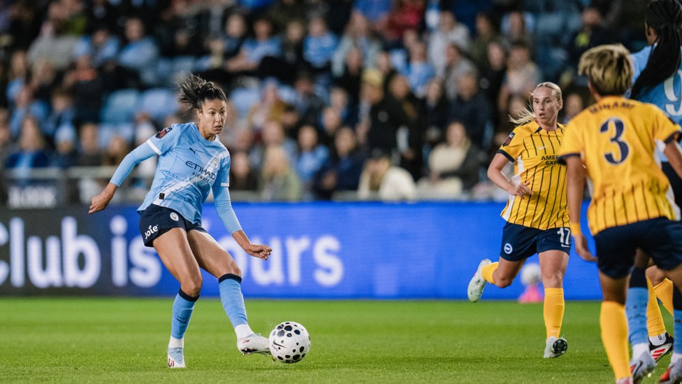 THROUGH BALL : Leila Ouahabi looks for a team-mate