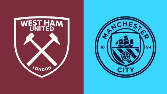 Logos of West Ham United and Manchester City football clubs side by side.