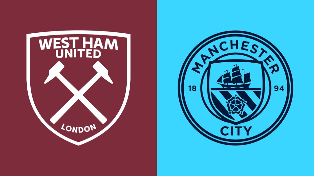 Logos of West Ham United and Manchester City football clubs side by side.