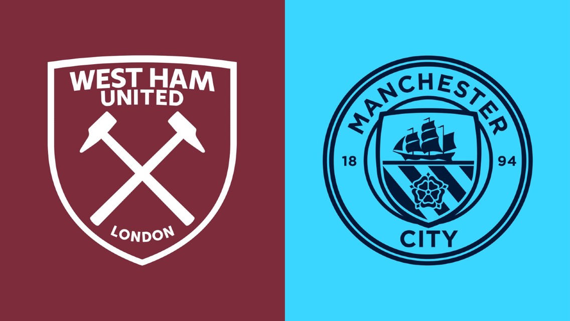 Logos of West Ham United and Manchester City football clubs side by side.