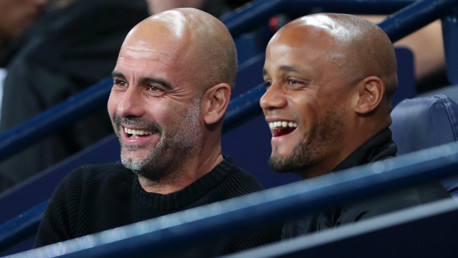DOUBLE ACT: Pep Guardiola and Vincent Kompany are glad to see a late draw