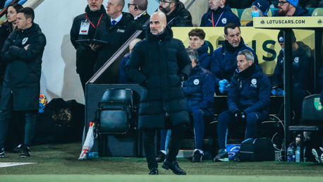 THE BOSS: Guardiola watches on.