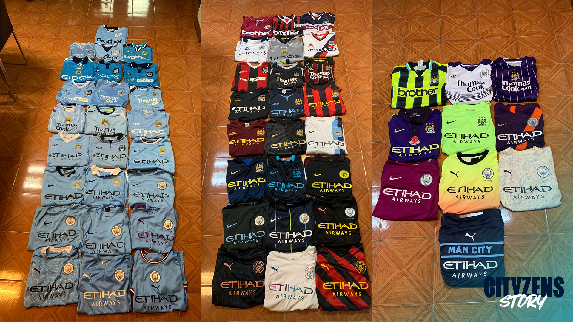 เสื้อแข่งซิตี้ส่วนหนึ่งที่ซันสะสม