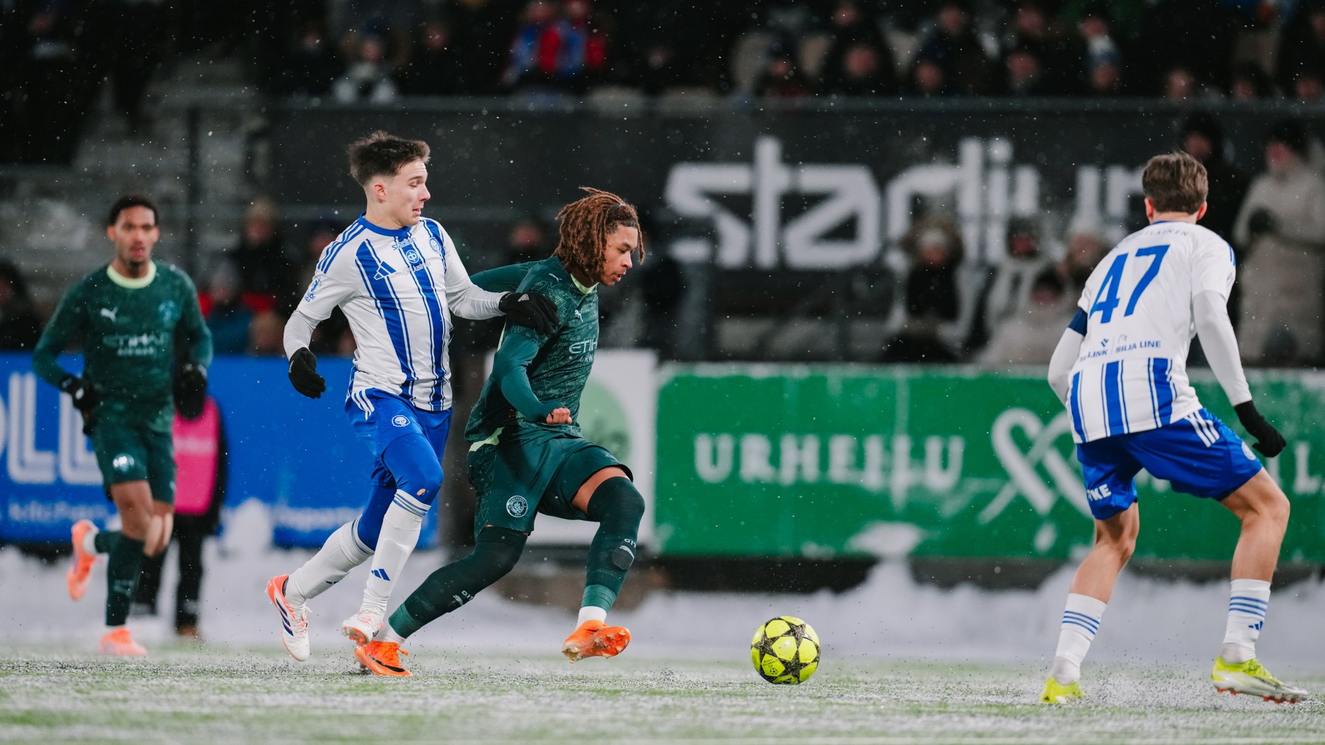 BATTLE : Tyrone Samba charges forward.