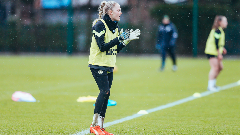 SAFE HANDS : Ellie Roebuck gives out orders 