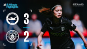 Graphic showing the match result: Brighton & Hove Albion 3 - Manchester City 2, with blurred player images in the background.