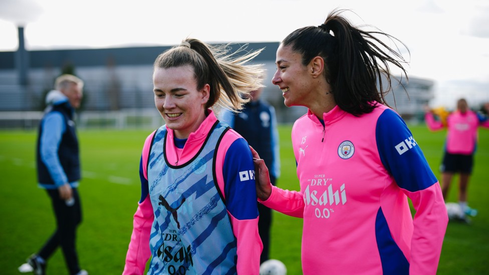 ALL SMILES : Lauren Hemp and Ouahabi enjoying the afternoon