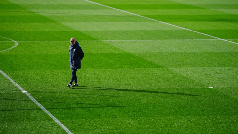 THE BOSS: Pep Guardiola watches over proceedings.