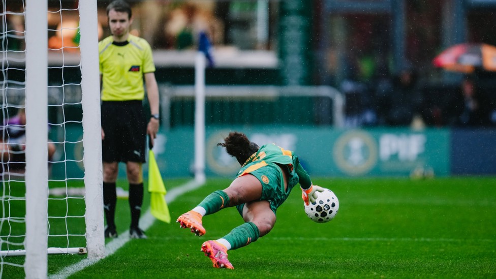 SUPER SAVE: Khiara Kheating denied Demi Stokes allowing City to find the winning penalty