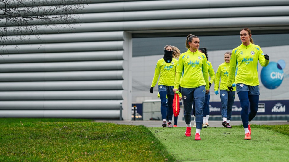 SQUAD GOALS: The City players step out.