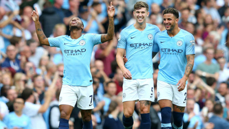 CELEBRATION: Scoring on his 100th Premier League appearance.