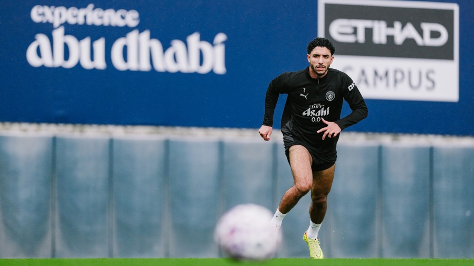 LOCKED IN : Omar Marmoush chases the ball. 