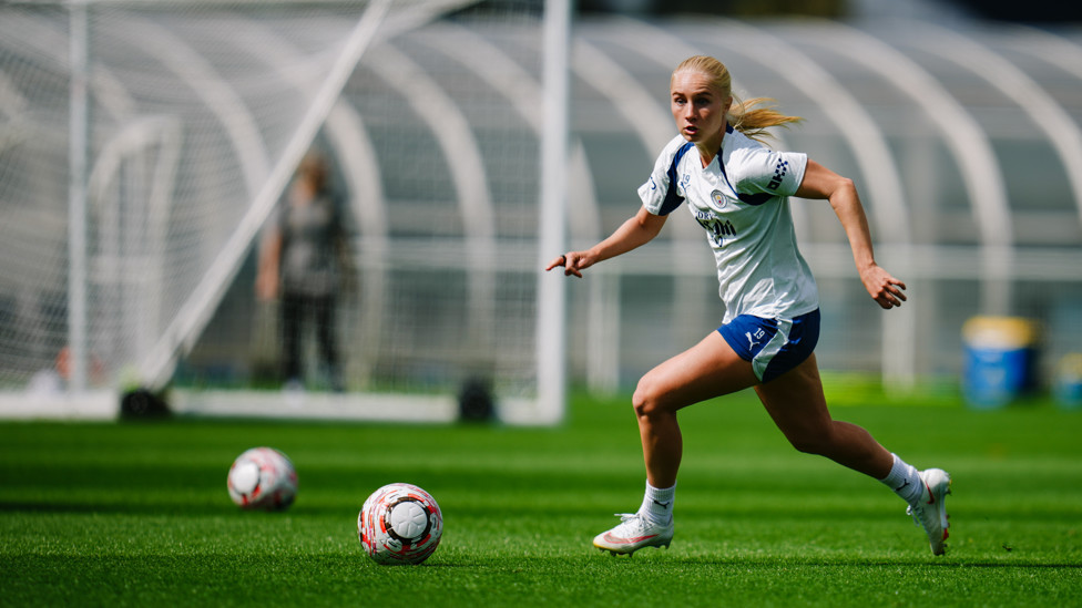 MIDFIELD MAESTRO  : Laura Blindkilde Brown drives with the ball. 