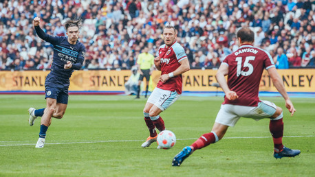 BACK IN IT: Grealish fires City back into the game shortly after the interval.