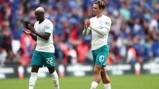 ALL OVER: Grealish and Mendy show their appreciation to the fans at Wembley.