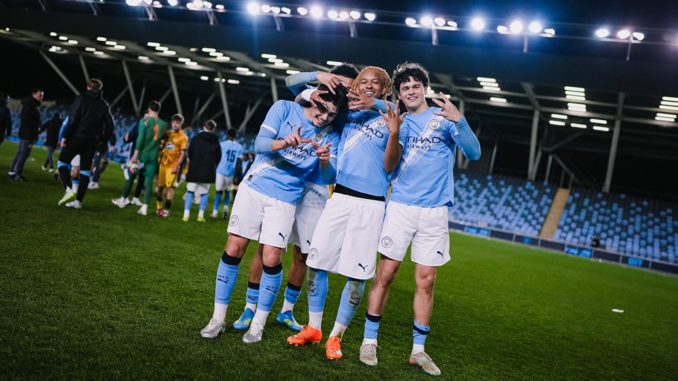 W : The team celebrate our win.